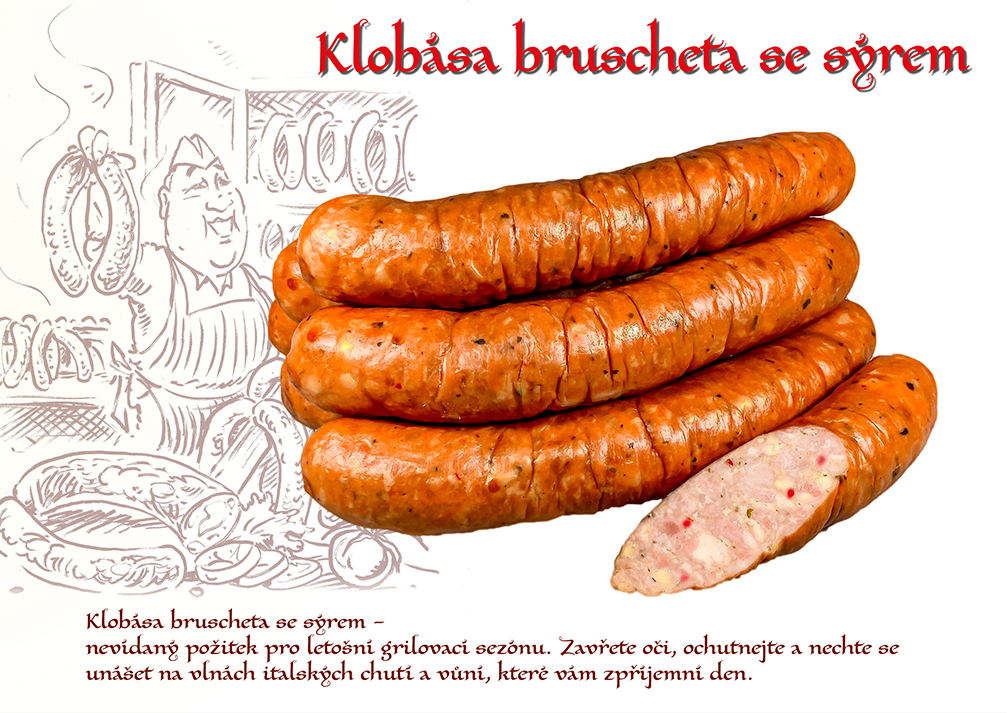 Klobása bruscheta se sýrem